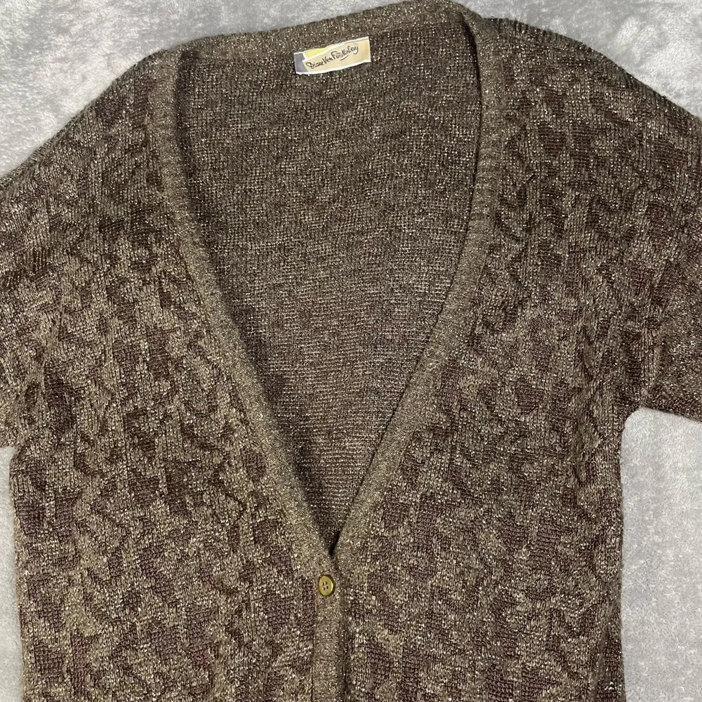 Diane VonFurstenberg Cardigan Womens M/L Vintage Shimmer Metallic Holiday Warm - Picture 3 of 9